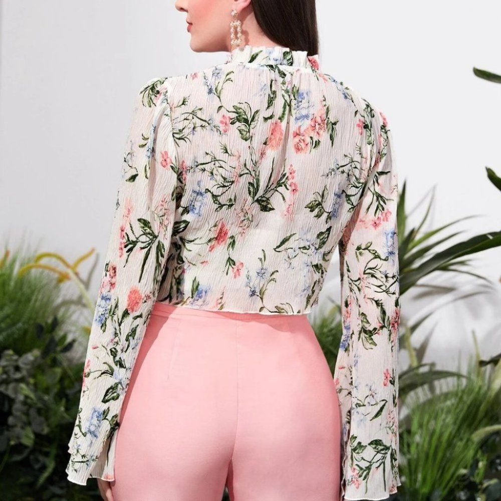 Floral print long sleeved blouses - Picture 2 of 5